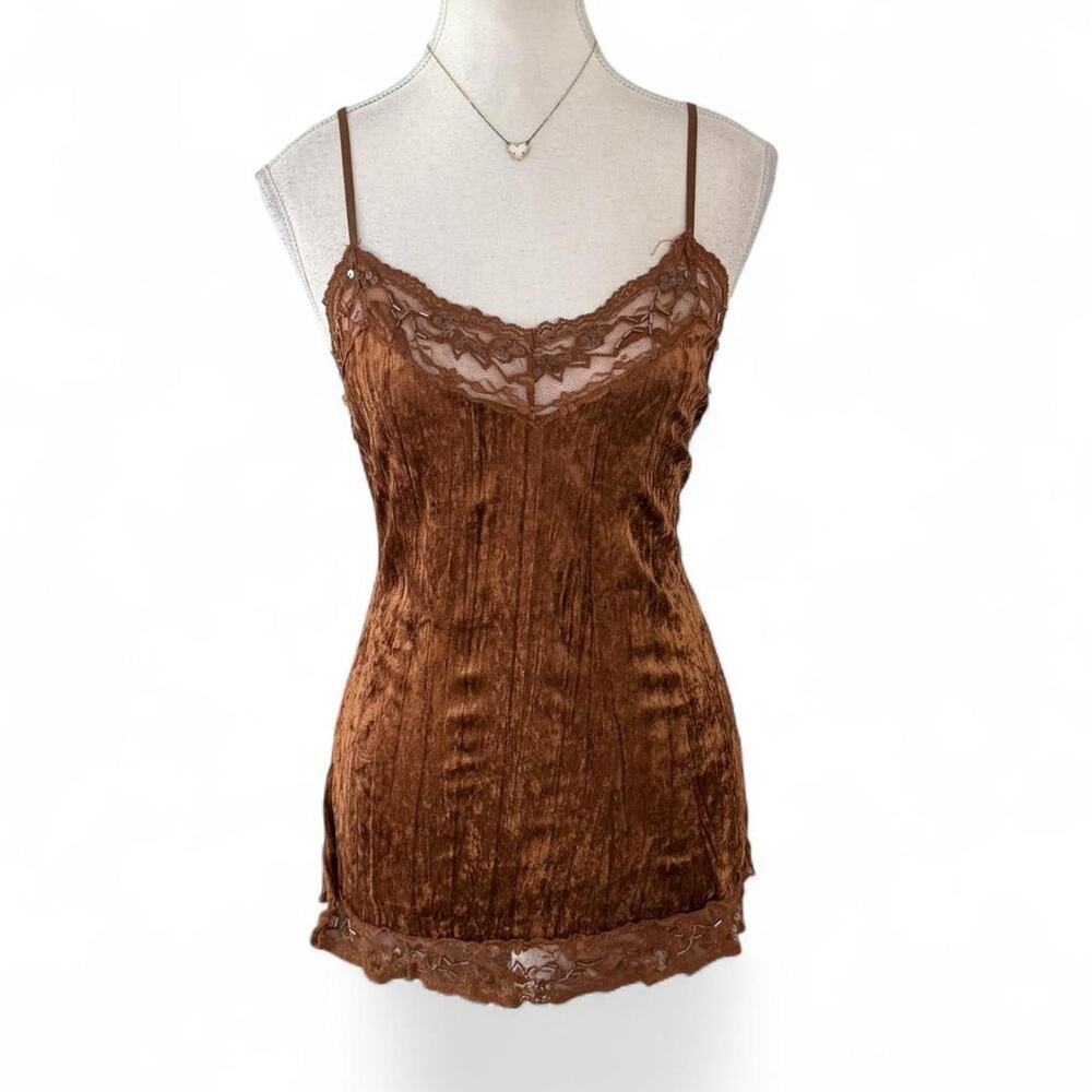 Y2K Brown Velevt Fairy core early 2000s fitted tank top size M